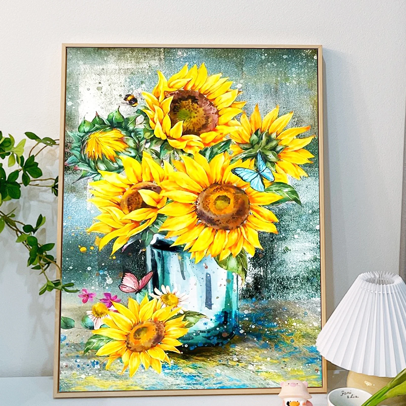 Фото Краска по номерам - 40x50 см, наборы для рисования цветов для начинающих на цветном холсте, легкое искусство своими руками для домашнего декора в подарок (без рамки) №4