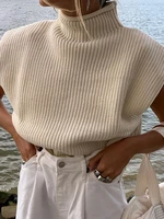 tossy sleeveless turtleneck knitted vest women vintage elegant pullover autumn winter loose casual sweater female 2021streetwear