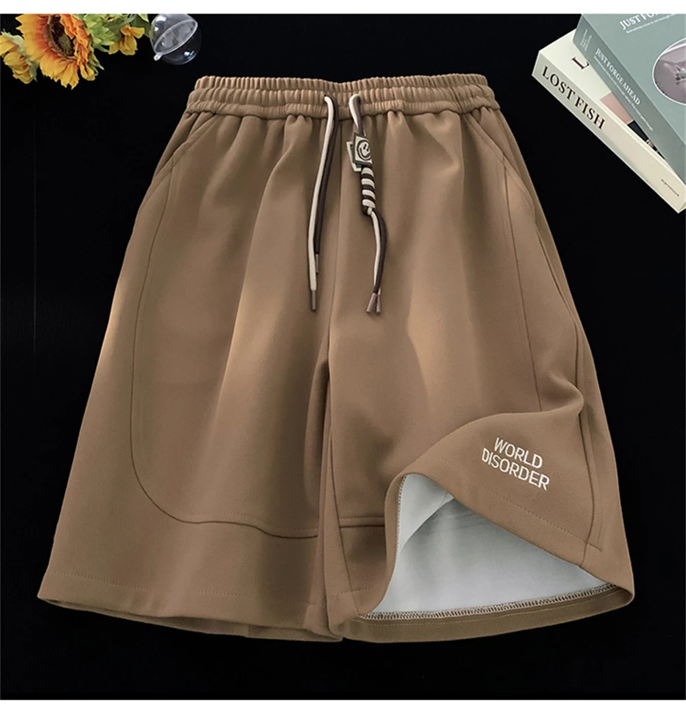 2023 American Street Letter Embroidered Sports Shorts Women's Summer Small Loose Slim Straight Leg Wide Leg Split Pants