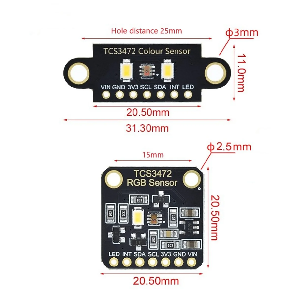 TCS34725 Датчик цвета TCS3472 Модуль распознавания датчика RGB Плата разработки IIC для