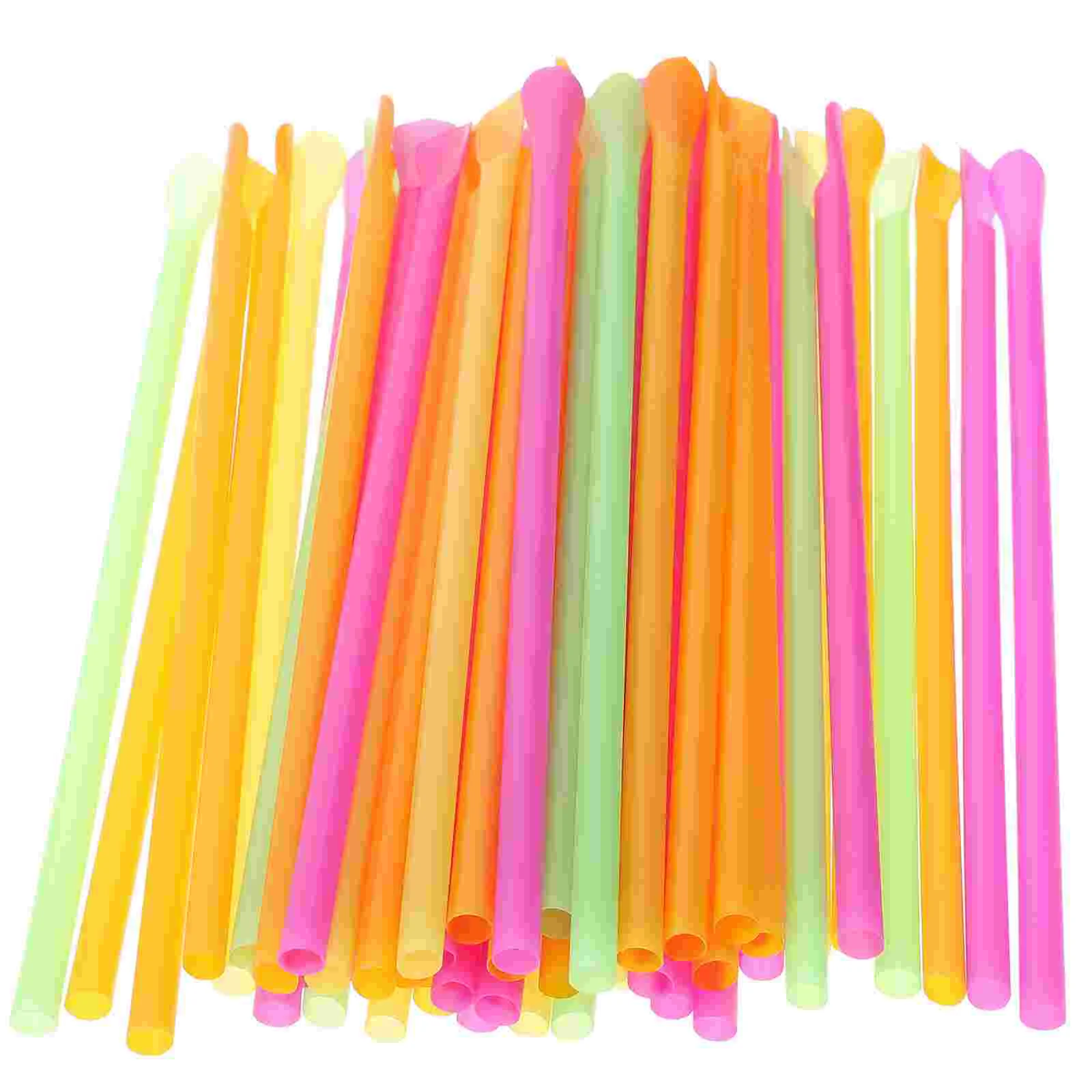

50pcs One Time Drinking Straws Spoon Design Beverage Straws Multi-use Straws