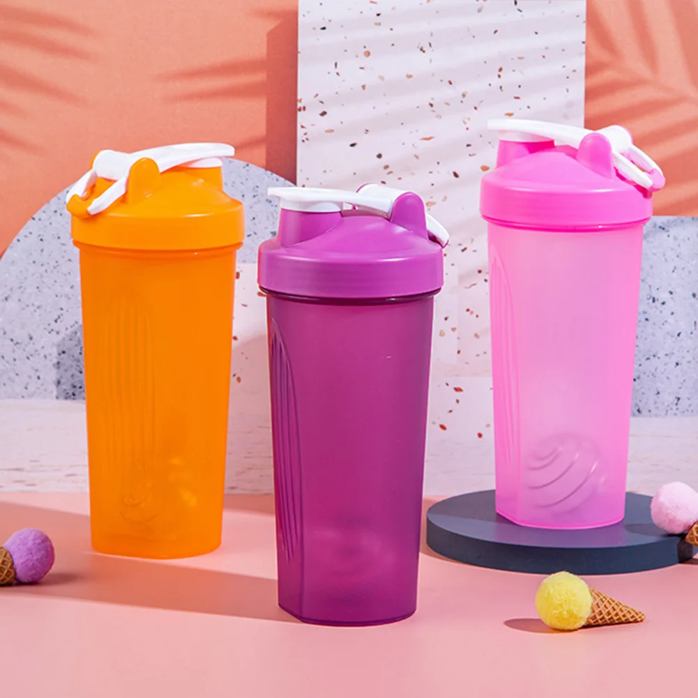

600ML Protein Powder Shake Cup Large Capacity Outdoor Sports Water Bottle With Wire Whisk Ball Double Scale Mark
