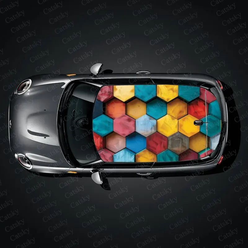 Красочная Шестигранная наклейка на крышу автомобиля оберточная пленка для