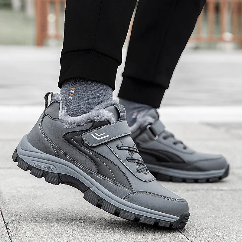 Women Men Snow Boots Thick Plush Waterproof Ankle Boots Couples Winter Shoes Warm Fur Botas mujer