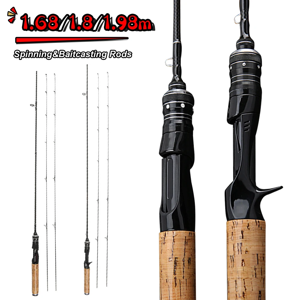 

1.68/1.8/1.98m Carbon Spinning Casting Fishing Rod Baitcasting Spinning Rod UL Ultra-Light 2-8g Lure Freshwater Saltwater Tackle