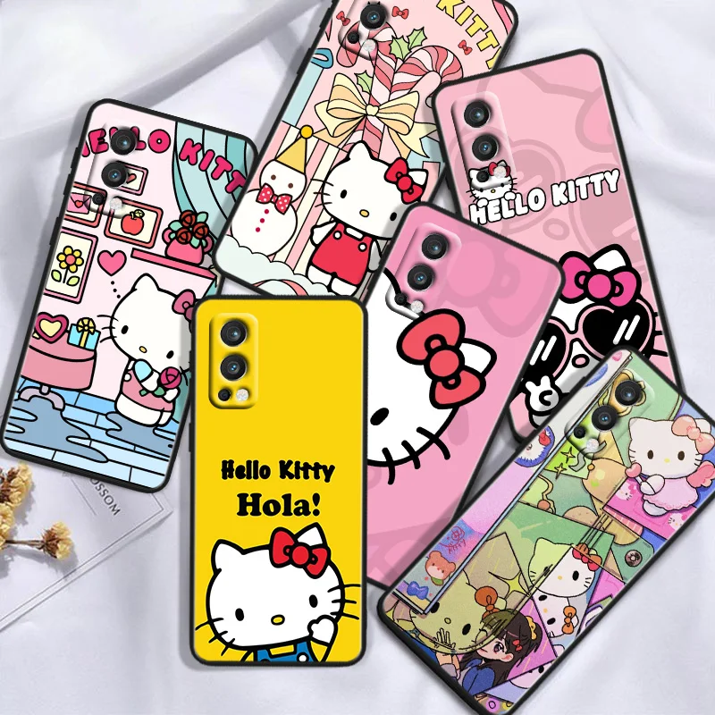 Anime Hello Kitty For OnePlus 11 10T 10R 9R 8T 7T Nord N300 N200 N100 2T CE2 Lite N20 N10 Pro Black Soft Phone Case