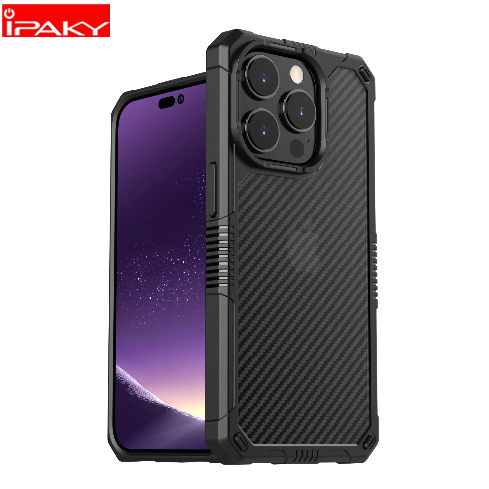 

for iPhone 14 13 12 Case IPAKY 14 Pro Plus Case Carbon Fiber Thicken Airbags Shockproof Cover for iPhone 12 13 14 Pro Max Case