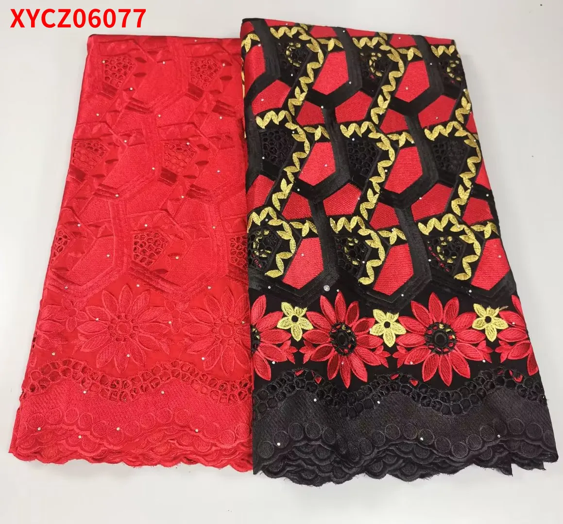 

Африканская Великолепная хлопковая ткань с принтом краев 2,5 + 2,5 ярдов кружевная ткань XYCZ06077