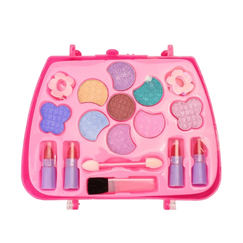 

2022 New Safe Non Toxic Children Girl Princess Makeup Set Eyeshadow Lipstick Brush Kit Pretend Play Education Toy