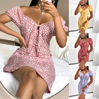 womens 2022 summer new printed dress female lady casual party sexy v neck backless dresses