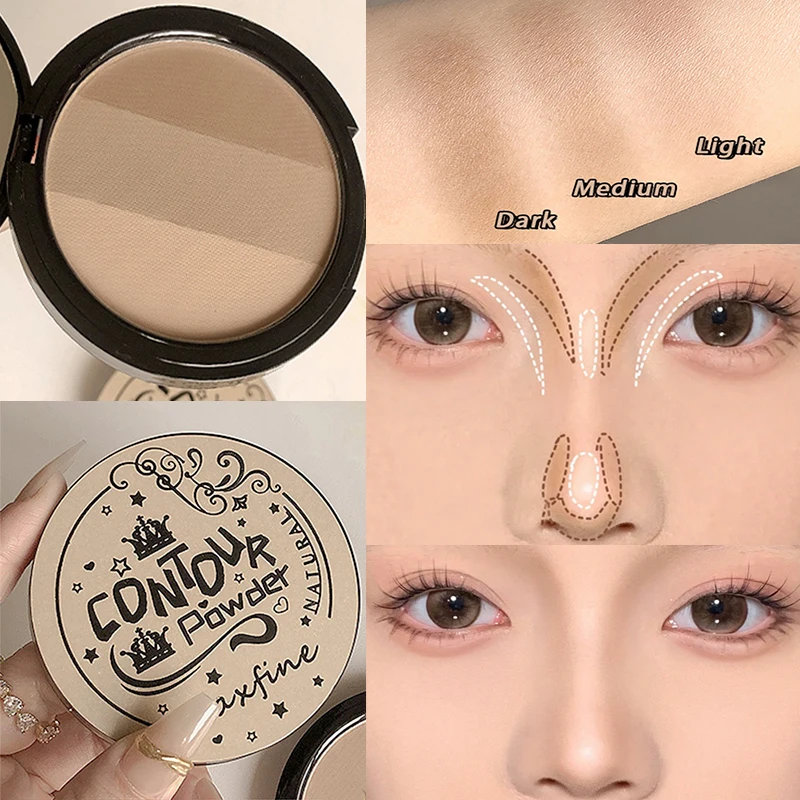 3-color Contouring Powder Rose Pink Bronzer Palette Long Las