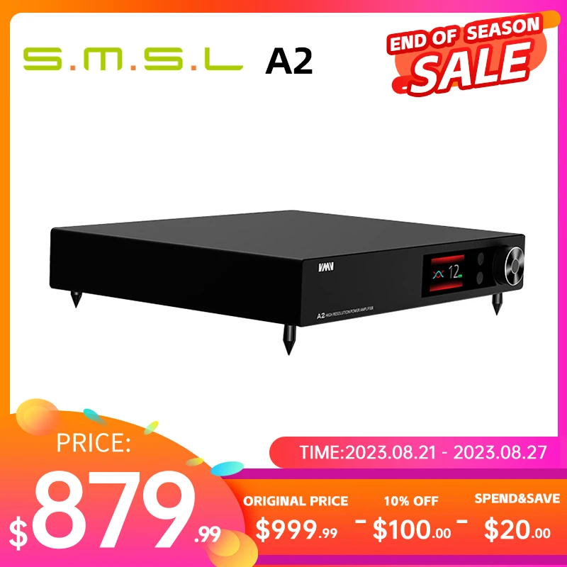 Усилитель мощности SMSL VMV A2, поддерживает 32 бит/768 кГц DSD512, максимальная мощность достигает 200 Вт, усилитель мощности SMSL A2