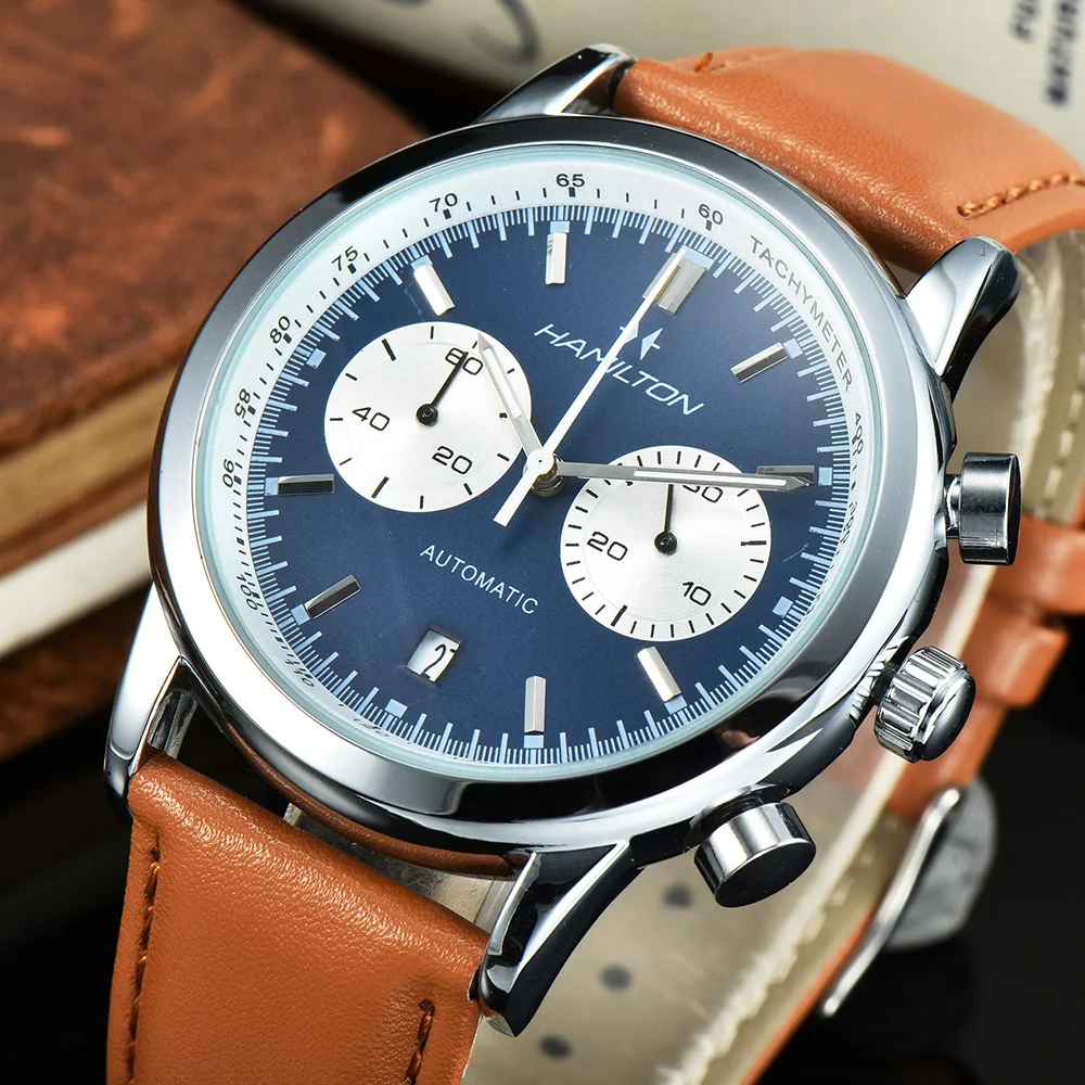 

Fashion HAMILTON Watch For Men Business Chronograph Stainless Steel Quartz Watches Male Sport Luminous Montre Homme 2023 Clock