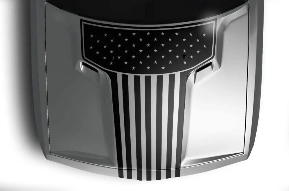 

Factory Crafts American Flag Hood Graphics Kit 3M Vinyl Decal Wrap Compatible with Dodge Challenger 2008-2016 - Matte Black