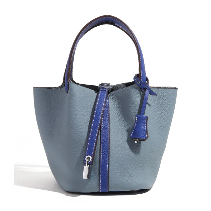 

Women's Genuine Leather Handbags Luxury Design for Daily Use Tote Bags with Separate Detachable Inner Pocket Casual Basket Bags