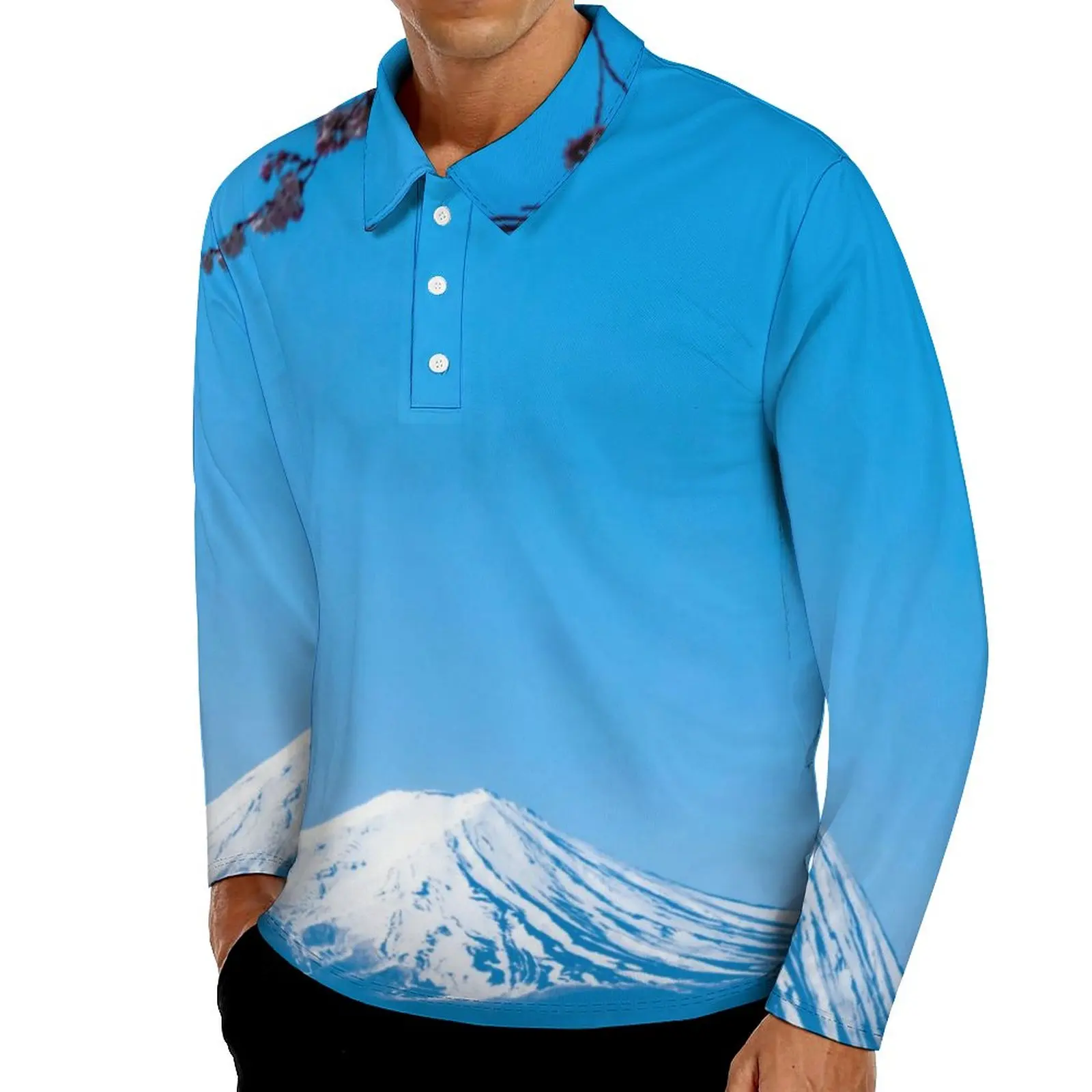 

Рубашка-поло с длинным рукавом, с принтом голубого неба