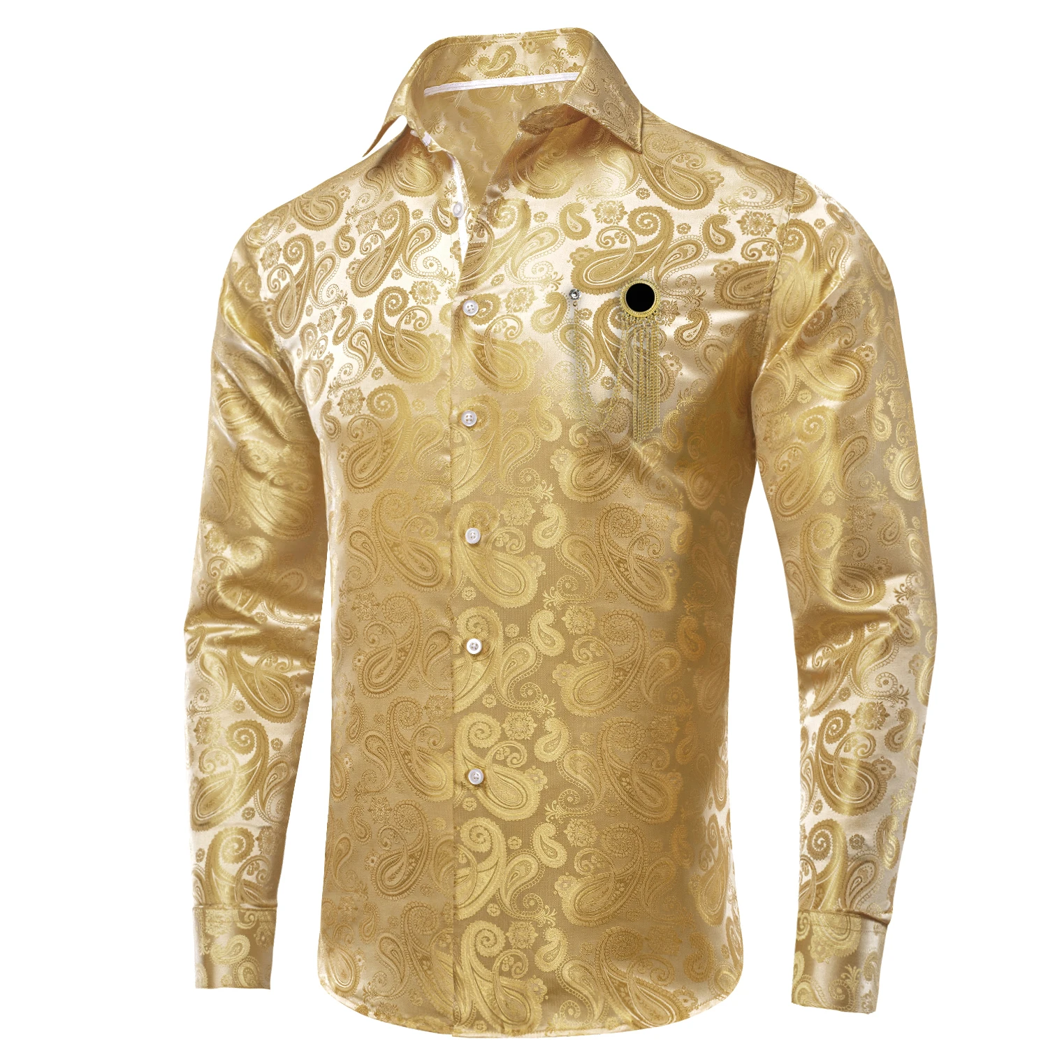 Коричневая шелковая рубашка с длинным