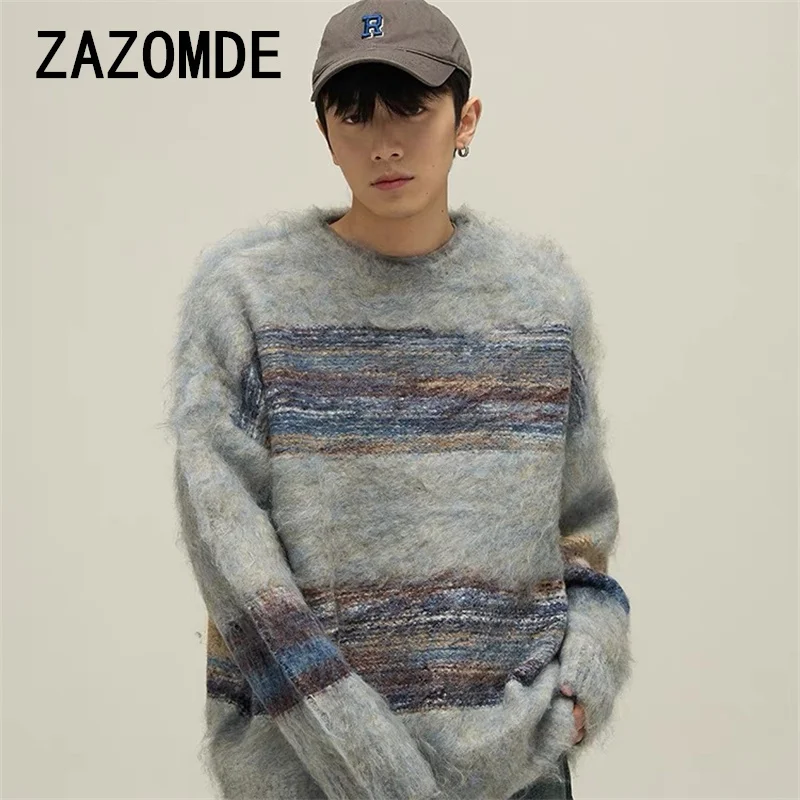 ZAZOMDE мужской свитер новый осенне-зимний в стиле хип-хоп с градиентным принтом