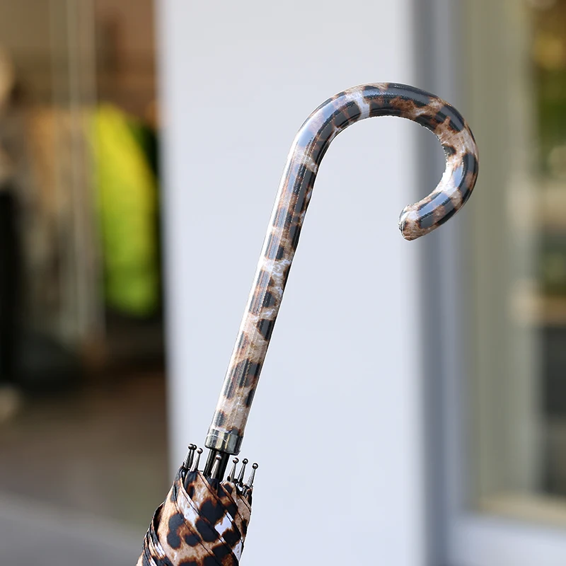 Модный женский зонт с леопардовым принтом парашютный Зонт длинной ручкой