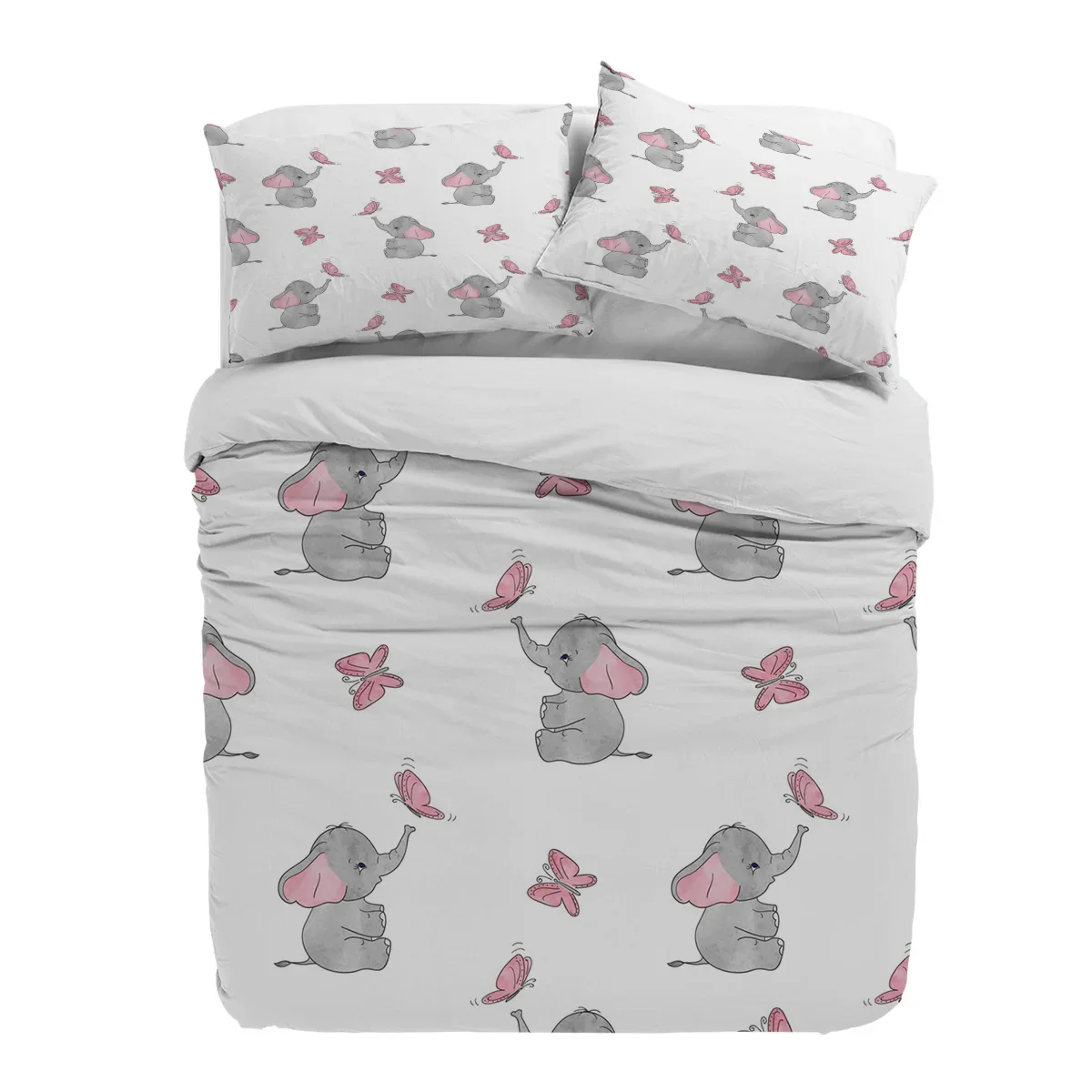 Милый мультяшный слон розовая бабочка комплект пододеяльников из 3 предметов с