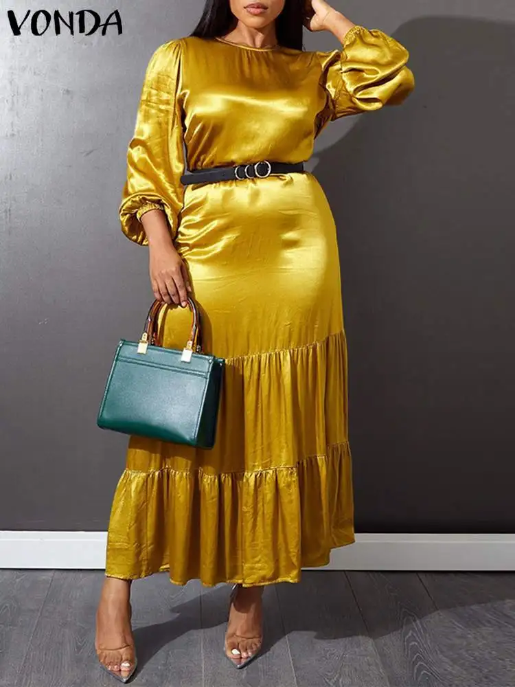 

Women Summer Lady Dress VONDA 2022 Bohemian Long Sleeve Party Maxi Long Dress Holiday Beach Sundress Robe Femme Oversize Vestido
