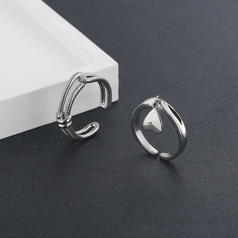 

Personality New Trendy Geometric Heart Rings Female Finger Open Rings Women Jewelry Gift