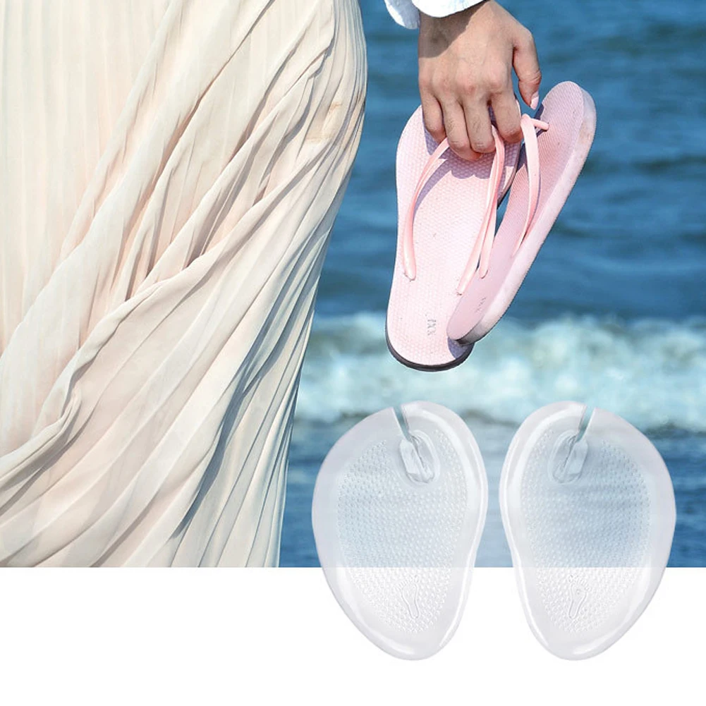 Invisible Flip Flop Sandals Forefoot Pad Silicone Slip Resistant Half Yard Heel Pad Toe Separator Pads Massage Insoles Inserts