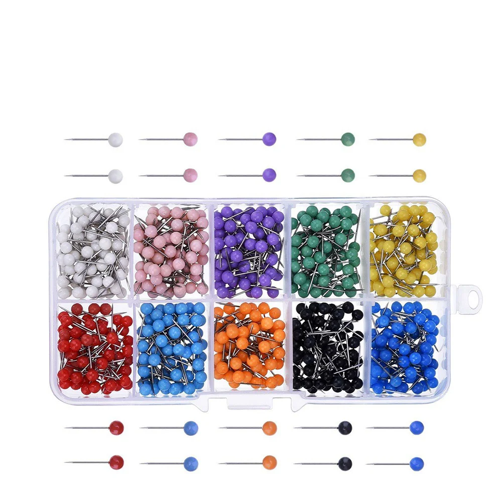 

600 Pcs Push Pins Map Head Decorative Thumb Tacks Thumbtack Travel Corkboard Office Wall