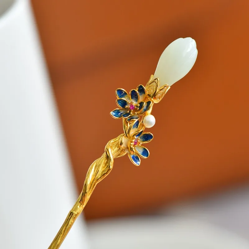 Тиара для волос в стиле двора эмалированная тиара с цветком лотоса ювелирные