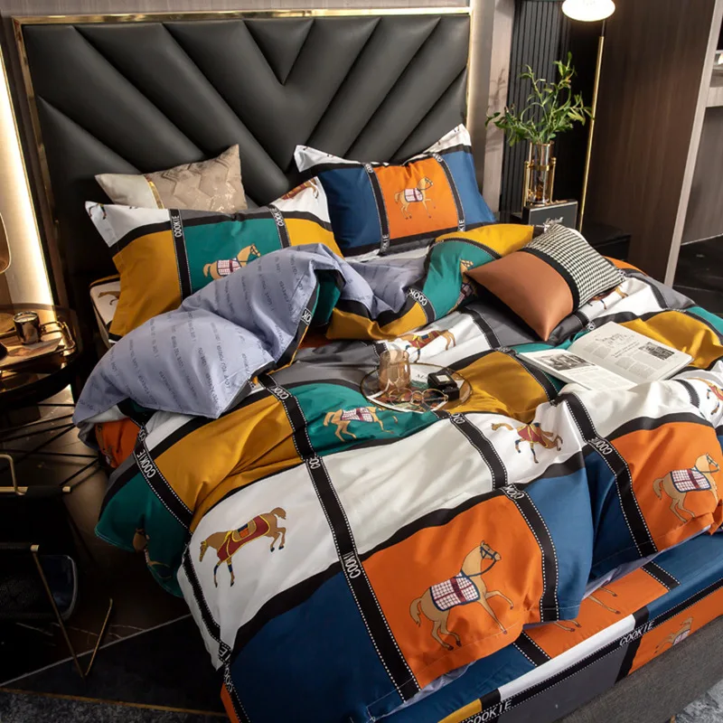 

Ins Nordic Style Full Duvet Cover Pillowcase Sheet Pure Cotton Bed Cover Set King Bedroom Bedding Set With Zipper Closure