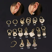 fashion 316 stainless steel mini zircon heart ear cartilage piercing stud earrings tragus earring for women 1pc helix studs