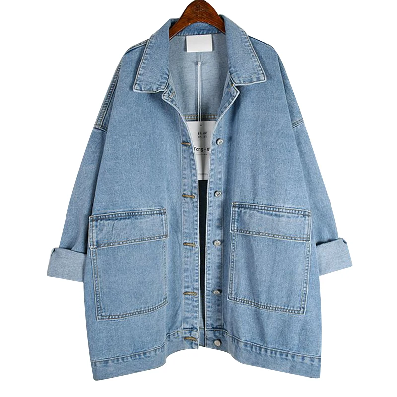 

Женская джинсовая куртка SuperAen оверсайз с отложным воротником, новинка 2022, Свободные повседневные осенние пальто в стиле ретро Bf