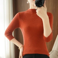 spring summer womens sweater half turtleneck three quarter sleeve knitted sweater 22 new pullover thin short sleeved slim fit