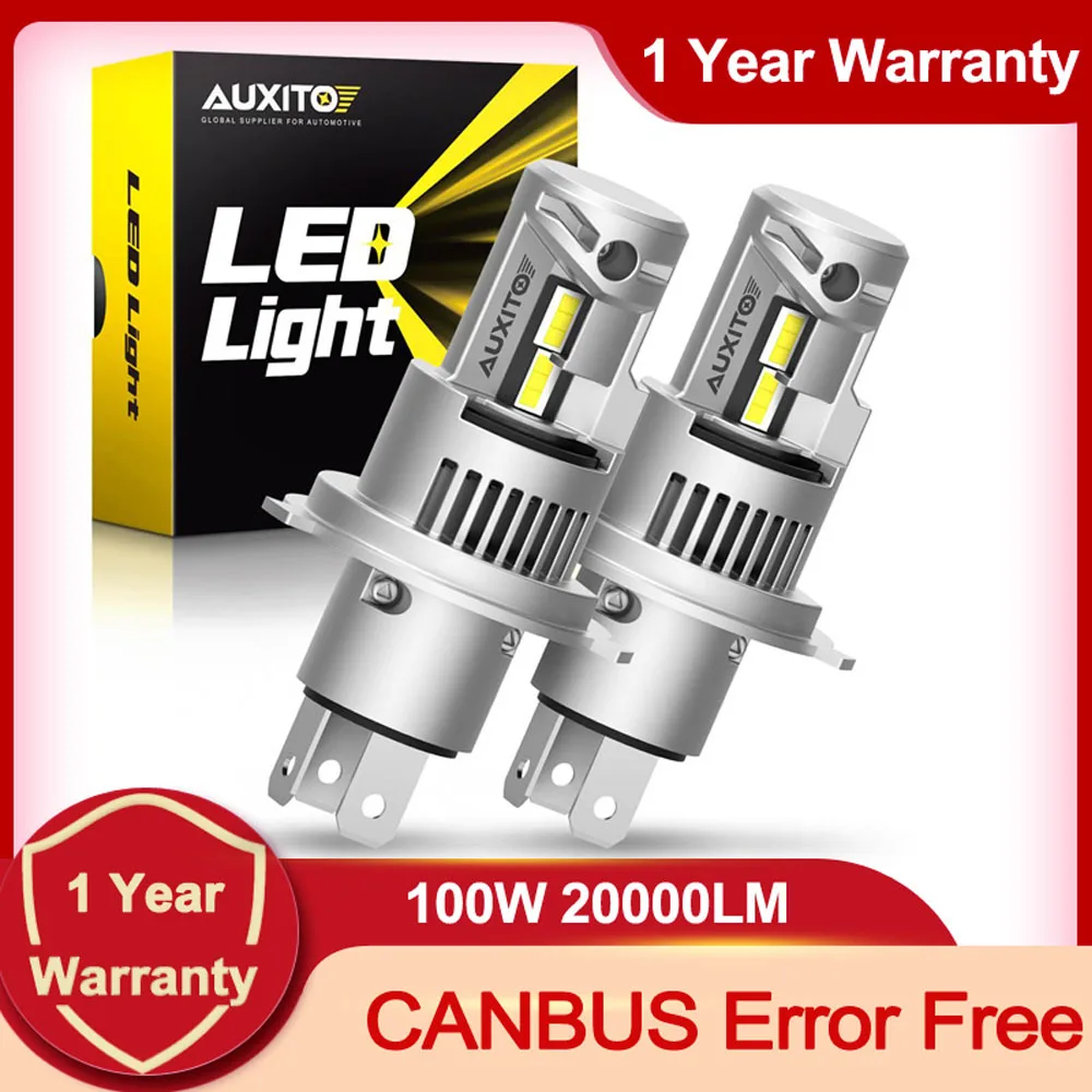 AUXITO 2Pcs H4 9003 Hi Lo Beam LED Headlight Canbus 20000LM 100W High Power H8 H11 9012 LED Light Bulbs No Error 6000K CSP Chip
