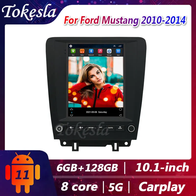

Tokesla For Ford Mustang 2010 2014 Android 11 Car Radio DVD 2din Stereo receiver Central Multimedia Player Gps Navigation MP5