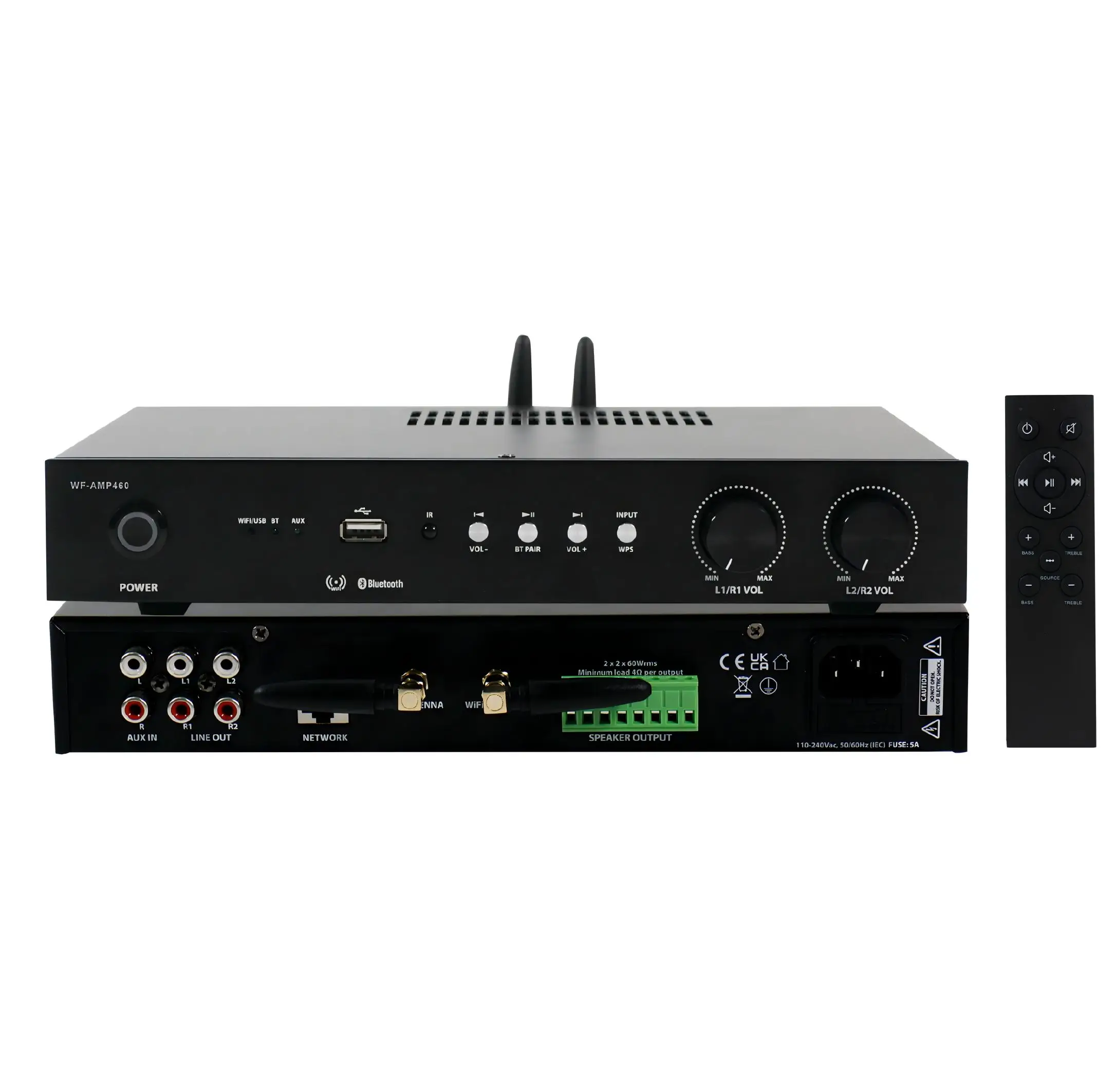 Фото Беспроводной усилитель потокового звука V с поддержкой AirPlay, DLNA и входами USB/AUX, в форм-факторе 1U для монтажа в стойку №1