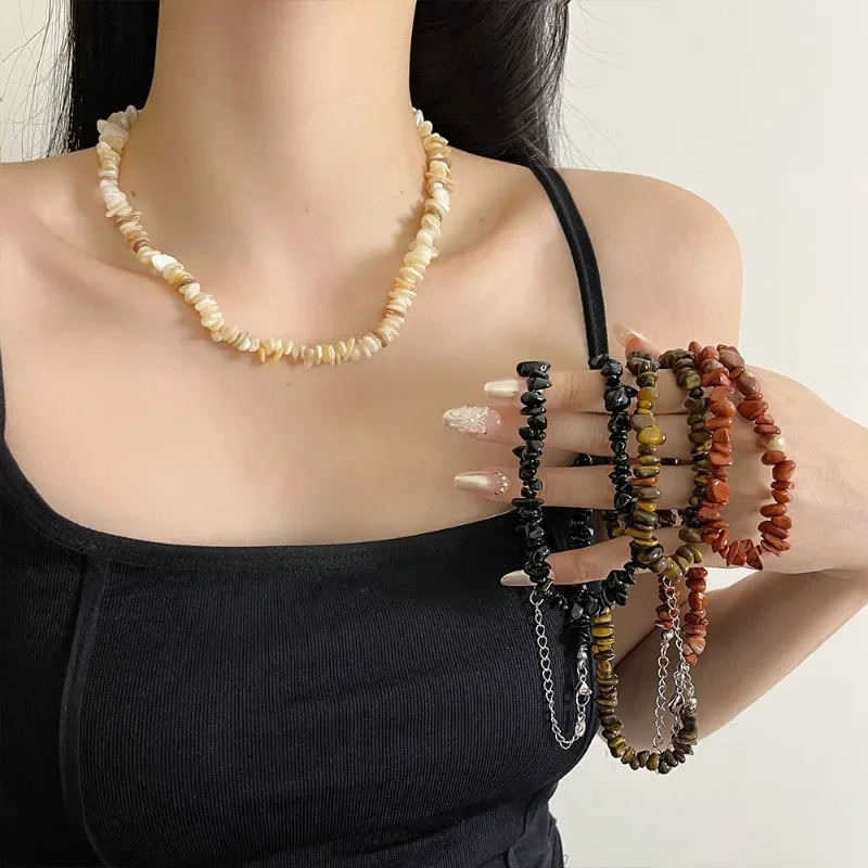 Draweye нерегулярные ожерелья из натуральных камней для женщин в этническом стиле