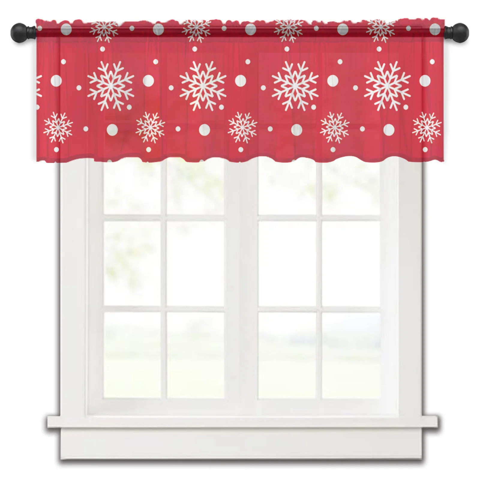 

Christmas Snowflake Tulle Kitchen Small Window Curtain Valance Sheer Short Curtain Bedroom Living Room Home Decor Voile Drapes