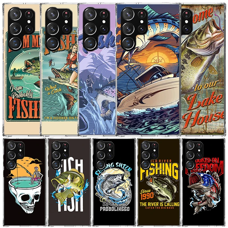 Чехол для телефона с графическим рисунком рыболовного клуба Samsung Galaxy S25 S22 S23 S24 Ultra