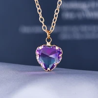 simple women temperament jewelry colorful crystal heart pendant necklace for women wedding engagement necklaces fashion jewelry