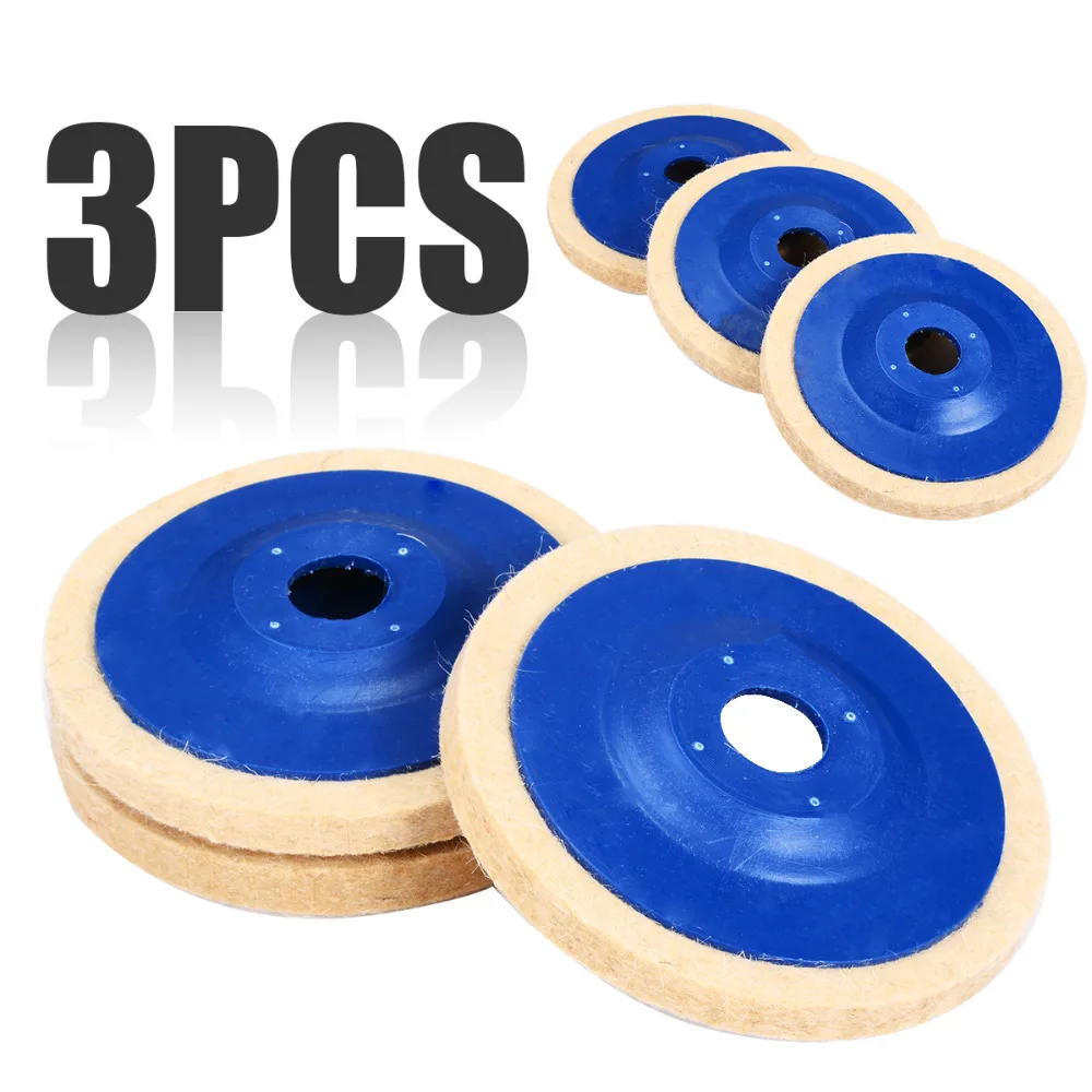 

3pcs 4 Inch Wool Polishing Pads Buffing Angle Grinder Wheel Felt 100mm Polishing Disc Pad Set Useful Abrasive Tools