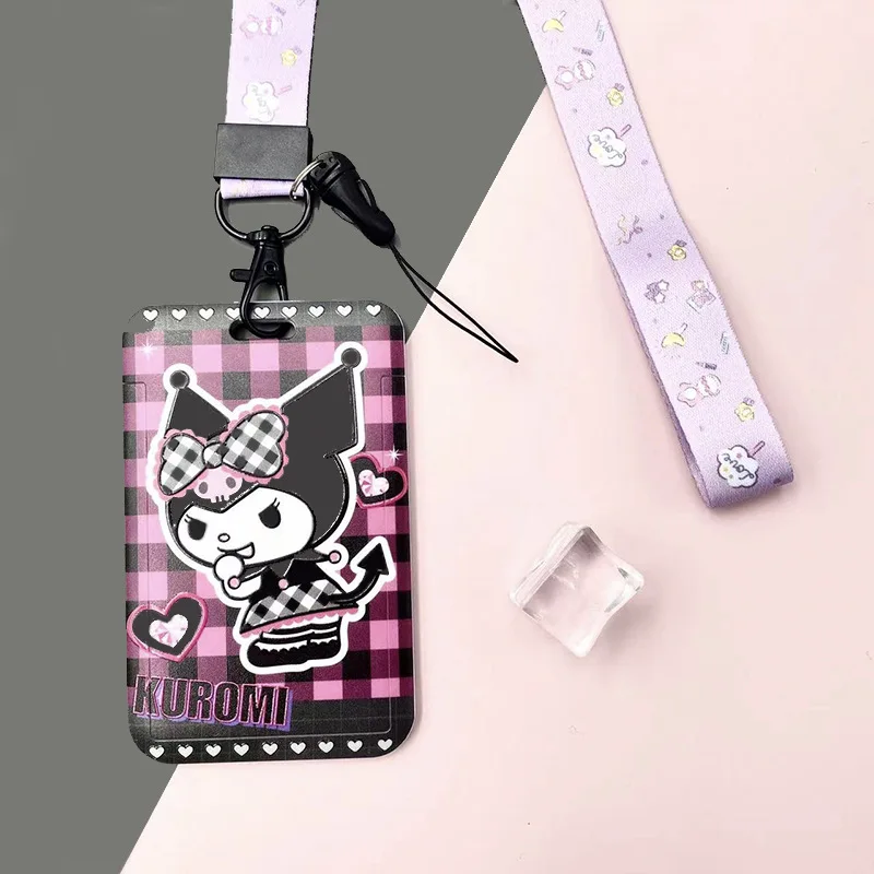 

kawaii Sanrio Keychain Card Bag Kuromi Key Chain Schoolbag Pendant Bank Card Campus Card Protective Cover Friend Gifts