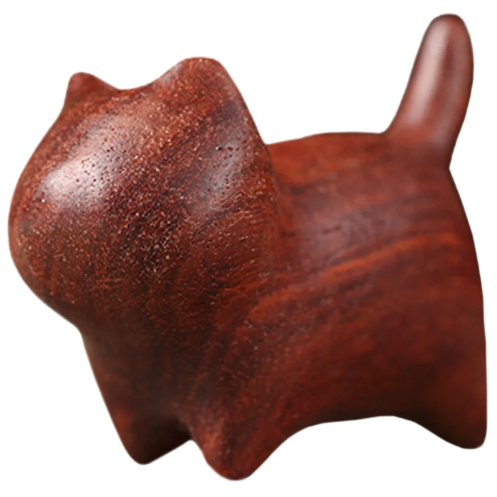 

Tsundere Cat Ornament Wood Decoration Caring Sculpture Wood Statue Statuette Sandalwood Home Kitten Ornaments Carving