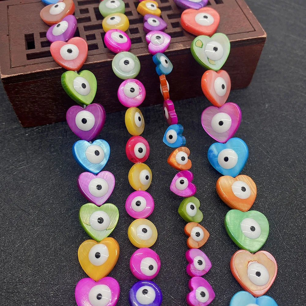 

Color Dyed Natural Evil Eye Shell Shell Mother Shell Loose Beads Round Eye Pattern Enamel Spacer Beads for Making Bracelets