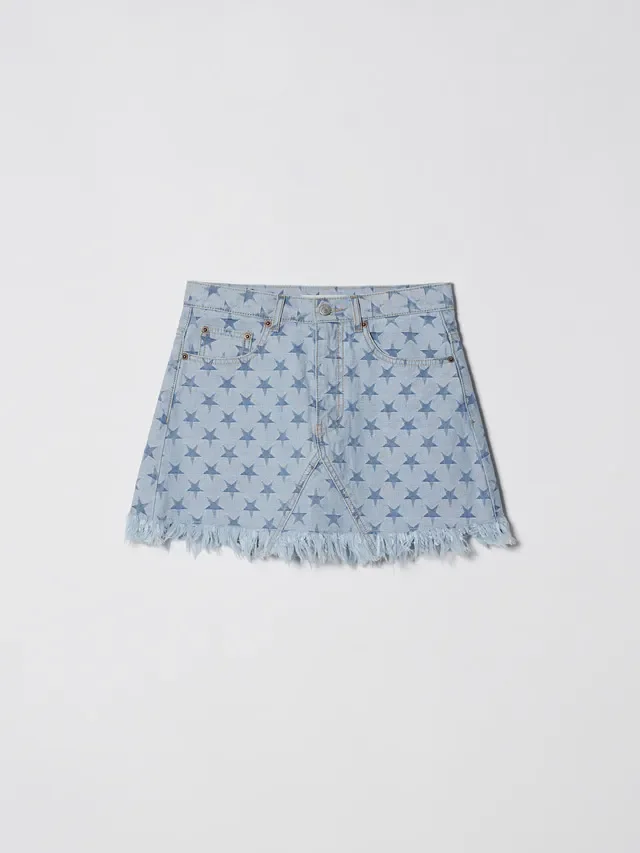 Летняя джинсовая юбка со звездами новая дизайнерская рваная мини-юбка А-силуэта