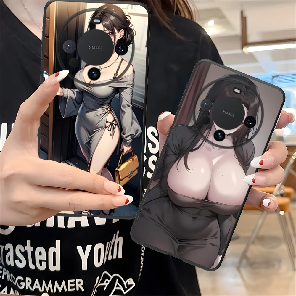 Dongtan Style Mobile Smart Cell Phone Case for Huawei Mate 60 50 40 30 20 10 Pro Plus Lite E 5G Black Soft Cover Shell