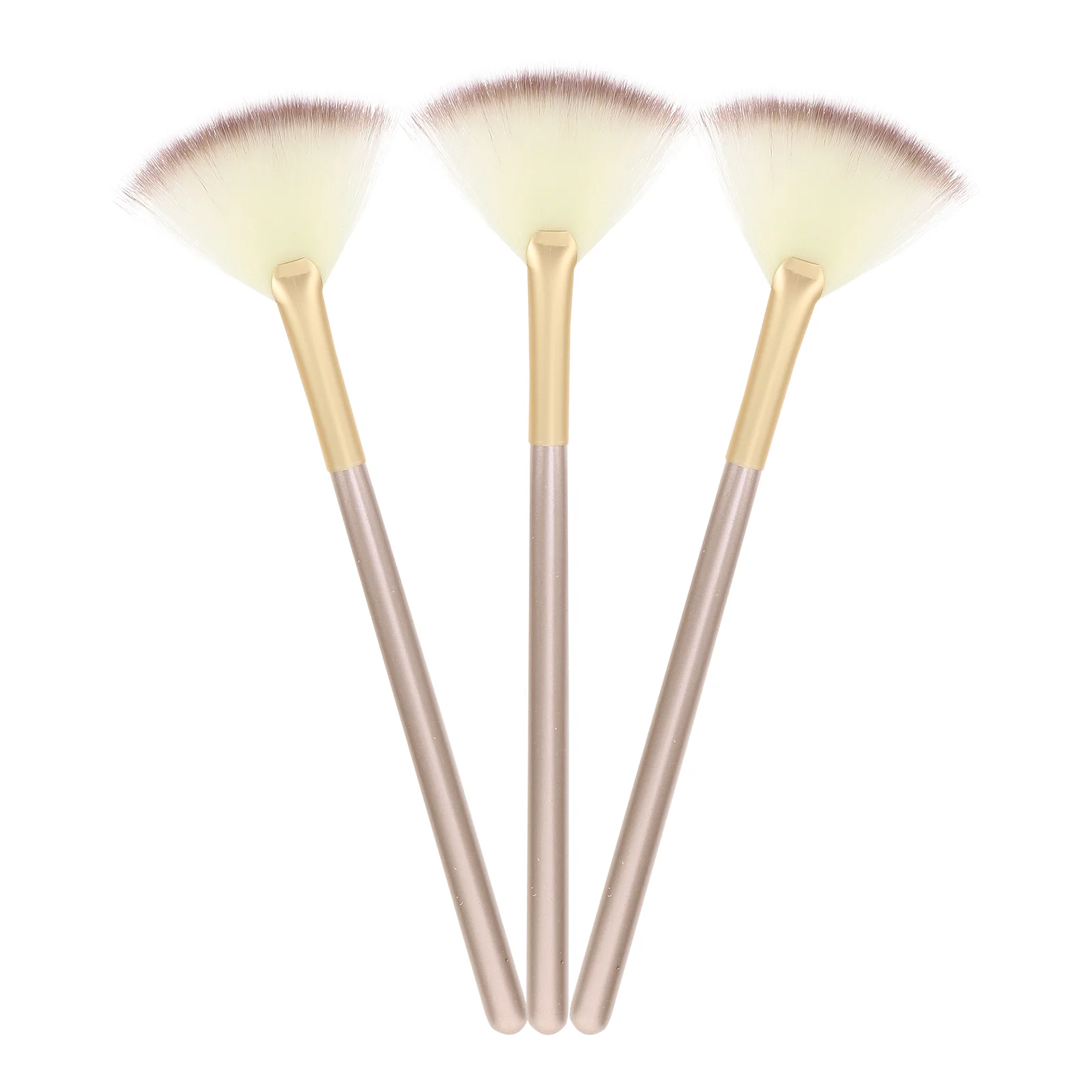 

3 Pcs Makeup Sets Brush Fan Contouring 18.5x6cm Brushes Wooden Handle