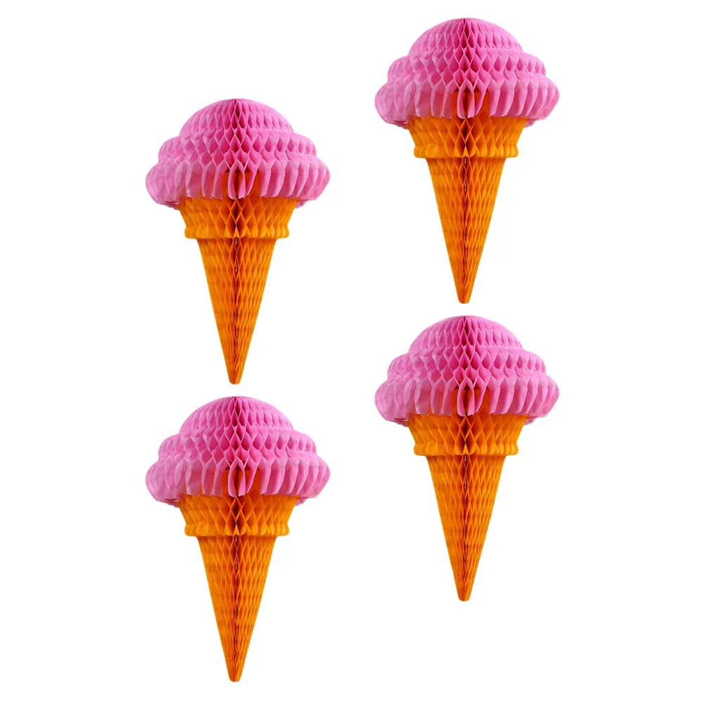 

4 Pcs Hanging Honeycomb Photo Locket Ice Cream Tissue Paper Banner Wedding Decorations Ceremony Flower Balls Handmade Party