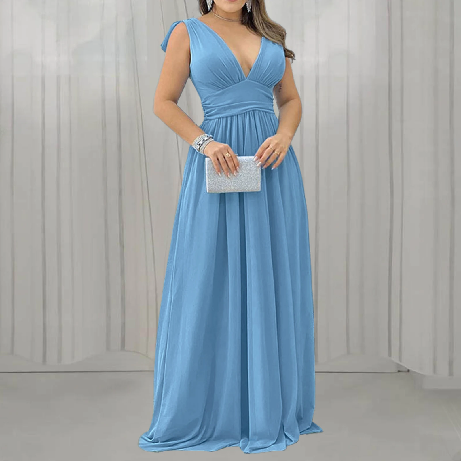 

Spaghetti Strap Dress Solid Color Women Sling Maxi Dress Loose Fit Ladies Sexy Style Sleevelss Night Party Clothing