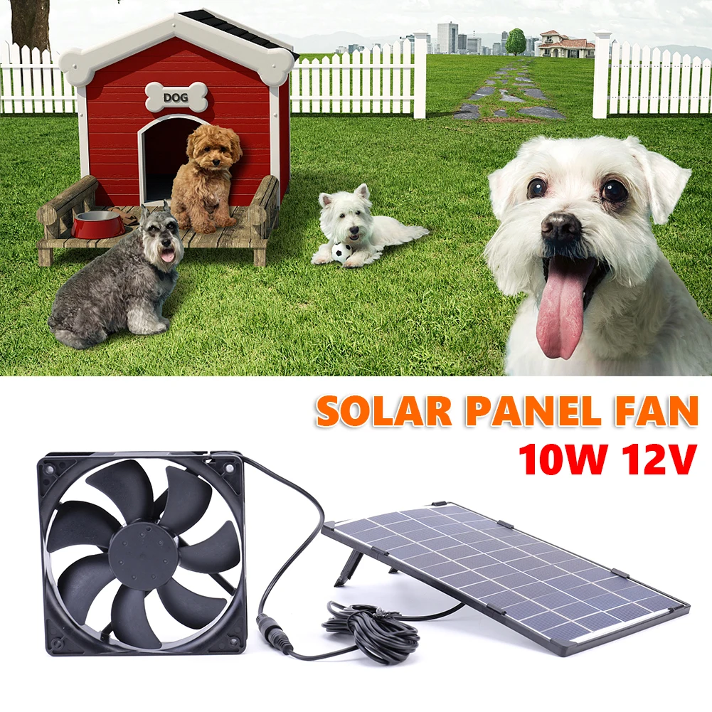 

12V 10W Solar Powered Panel Kit Complete Outdoor Sun Power Camping Fan Cooling RV Ventilation Fan Kitchen Exhaust Fan